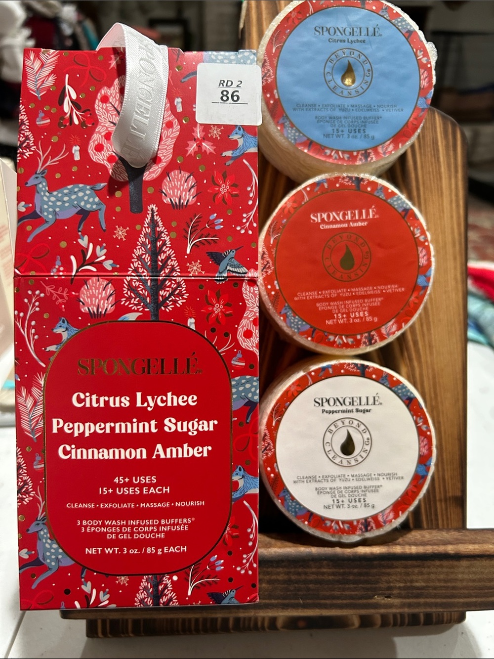 Citrus Lychee Peppermint Sugar Cinnamon Amber Red Body Wash Infused Buffers